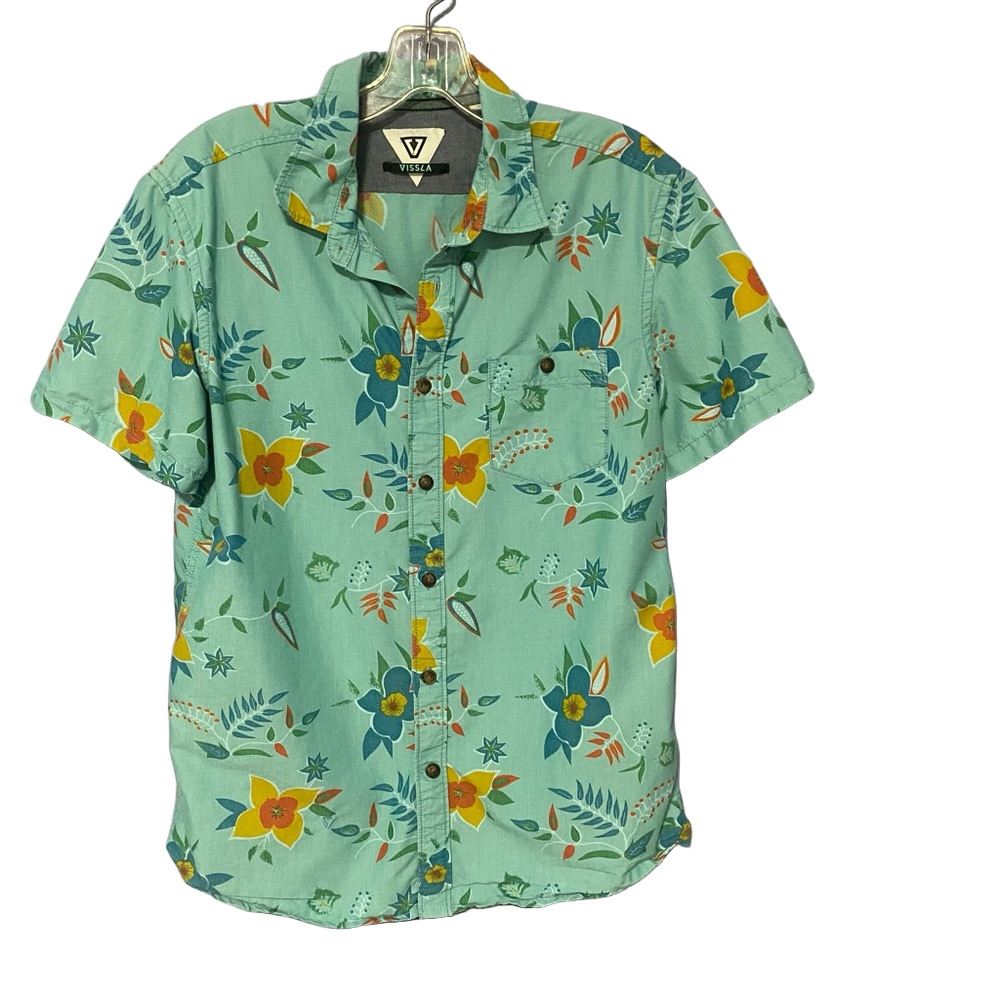 Vissla Men's Floral Blue Shirt size M